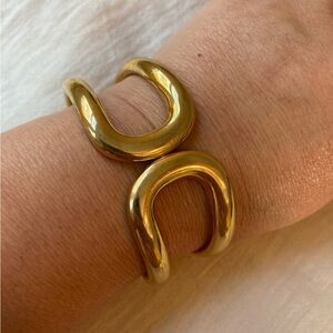 Hinged Gold Tone‎ Bangle Bracelet Vintage Clamper